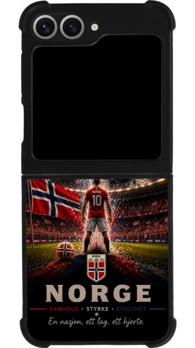 Coque Samsung Galaxy Z Flip6 - Silicone rigide noir Football Norvège splash 2026