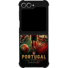 Coque Samsung Galaxy Z Flip6 - Silicone rigide noir Football Portugal splash 2026