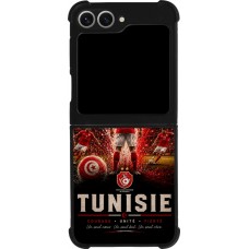 Coque Samsung Galaxy Z Flip6 - Silicone rigide noir Football Tunisie splash 2026