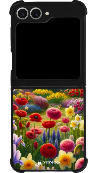 Coque Samsung Galaxy Z Flip6 - Silicone rigide noir Spring 25 Bouquet printemps