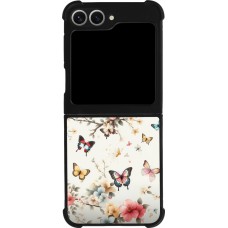 Coque Samsung Galaxy Z Flip6 - Silicone rigide noir Spring 25 Papillons Légers
