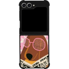 Coque Samsung Galaxy Z Flip6 - Silicone rigide noir Dog with newspaper Spring 2026
