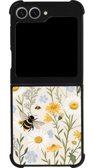 Coque Samsung Galaxy Z Flip6 - Silicone rigide noir Pattern bees Spring 2026