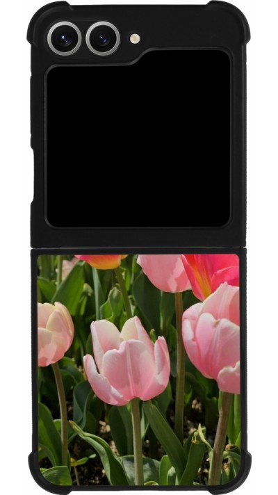 Coque Samsung Galaxy Z Flip6 - Silicone rigide noir Tulips Spring 2026
