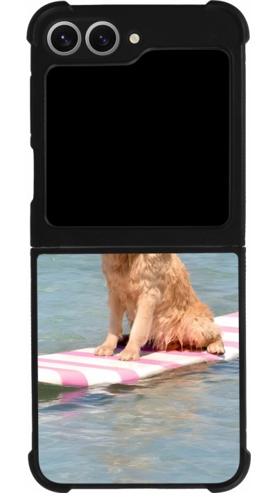 Coque Samsung Galaxy Z Flip6 - Silicone rigide noir Summer Dog on Paddle