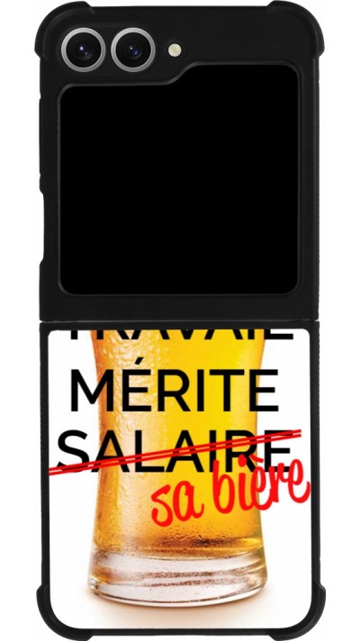 Coque Samsung Galaxy Z Flip6 - Silicone rigide noir Tout travail mérite sa bière