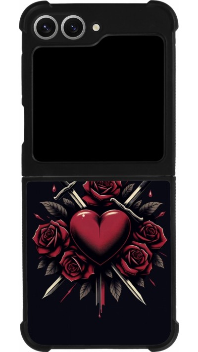 Coque Samsung Galaxy Z Flip6 - Silicone rigide noir Valentine 2024 gothic love