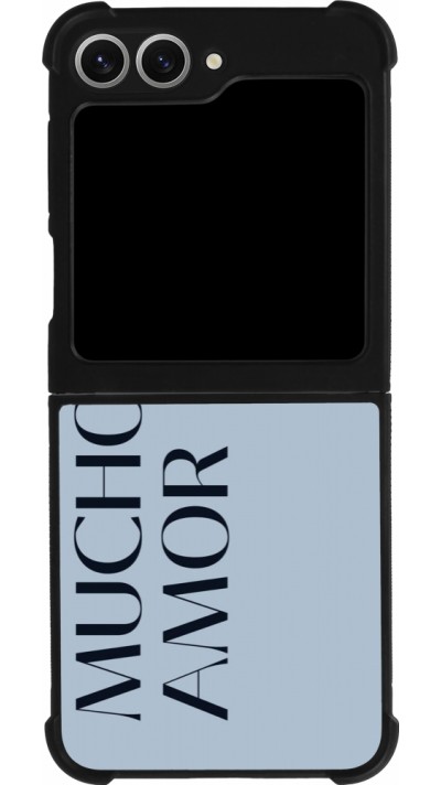 Coque Samsung Galaxy Z Flip6 - Silicone rigide noir Valentine 2024 mucho amor azul