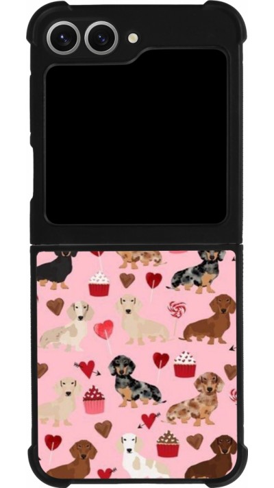 Coque Samsung Galaxy Z Flip6 - Silicone rigide noir Valentine 2024 puppy love