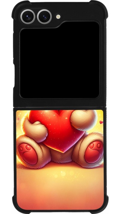Coque Samsung Galaxy Z Flip6 - Silicone rigide noir Valentine 2024 Teddy love