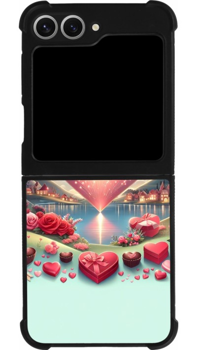Coque Samsung Galaxy Z Flip6 - Silicone rigide noir Valentine 2025 Chic