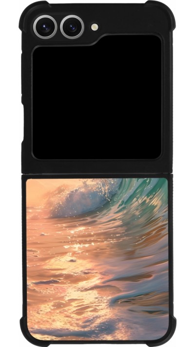 Coque Samsung Galaxy Z Flip6 - Silicone rigide noir Wave Sunset