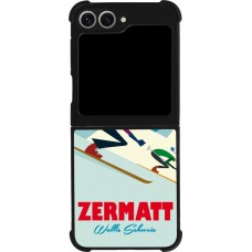 Coque Samsung Galaxy Z Flip6 - Silicone rigide noir Zermatt Ski Downhill
