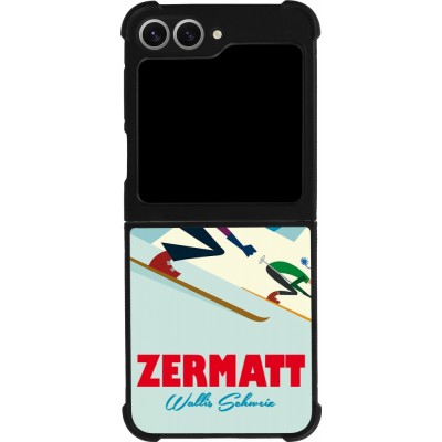 Coque Samsung Galaxy Z Flip6 - Silicone rigide noir Zermatt Ski Downhill