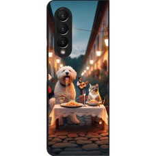 Samsung Galaxy Z Fold3 5G Case Hülle - Valentin 2024 Hund & Katze Kerzenlicht