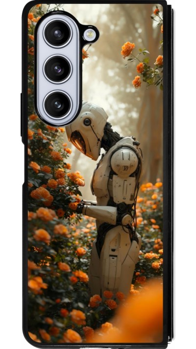 Samsung Galaxy Z Fold5 Case Hülle - Silikon schwarz Astronaut flowers 2025