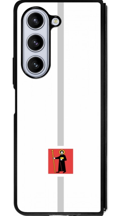 Coque Samsung Galaxy Z Fold5 - Silicone rigide noir Canton GL blanc