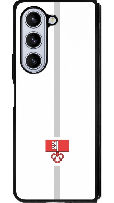 Coque Samsung Galaxy Z Fold5 - Silicone rigide noir Canton OW blanc