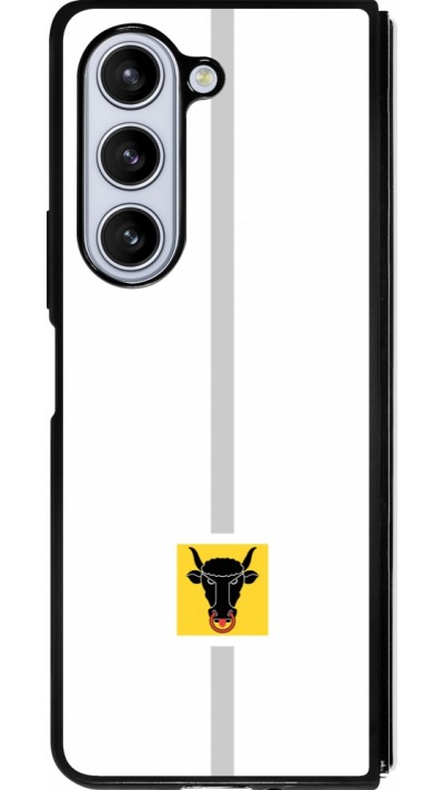 Coque Samsung Galaxy Z Fold5 - Silicone rigide noir Canton UR blanc