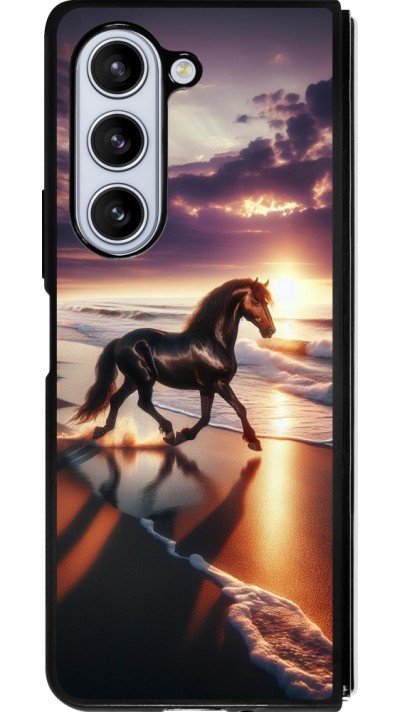 Samsung Galaxy Z Fold5 Case Hülle - Silikon schwarz Pferd majestätisch Strand