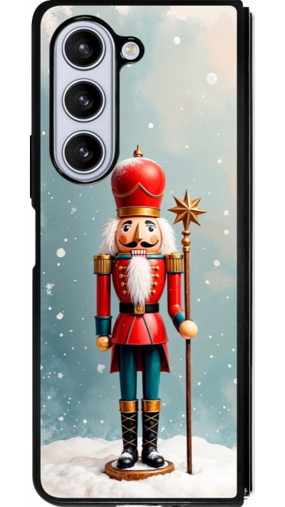 Coque Samsung Galaxy Z Fold5 - Silicone rigide noir Christmas 25 Nutcracker Snow