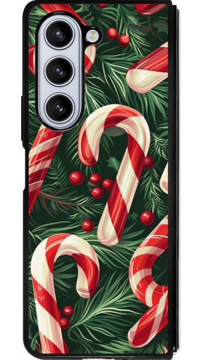 Coque Samsung Galaxy Z Fold5 - Silicone rigide noir Christmas 25 Xmas Stick