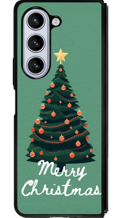Coque Samsung Galaxy Z Fold5 - Silicone rigide noir Christmas 25 Xmas Tree