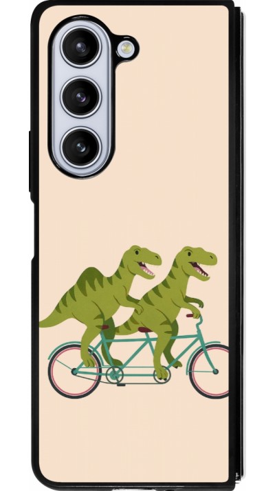 Coque Samsung Galaxy Z Fold5 - Silicone rigide noir Dinosaurs on bikes 2026