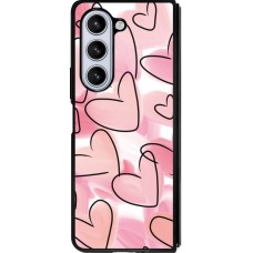 Samsung Galaxy Z Fold5 Case Hülle - Silikon schwarz Easter 2023 pink hearts
