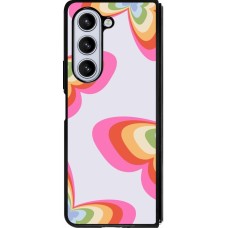 Coque Samsung Galaxy Z Fold5 - Silicone rigide noir Easter 2024 rainbow butterflies