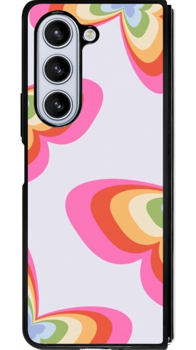 Coque Samsung Galaxy Z Fold5 - Silicone rigide noir Easter 2024 rainbow butterflies