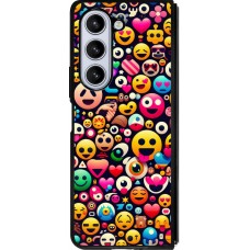 Coque Samsung Galaxy Z Fold5 - Silicone rigide noir Emoji Mix Color