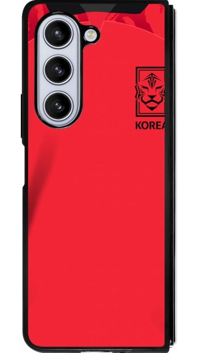 Coque Samsung Galaxy Z Fold5 - Silicone rigide noir Maillot de football Corée du Sud 2022 personnalisable
