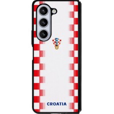 Coque Samsung Galaxy Z Fold5 - Silicone rigide noir Maillot de football Croatie 2026 personnalisable