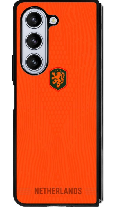 Coque Samsung Galaxy Z Fold5 - Silicone rigide noir Maillot de football Pays-Bas 2026 personnalisable