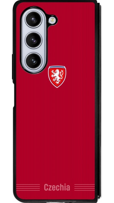 Coque Samsung Galaxy Z Fold5 - Silicone rigide noir Maillot de football Répuplique Tchèque 2026 personnalisable
