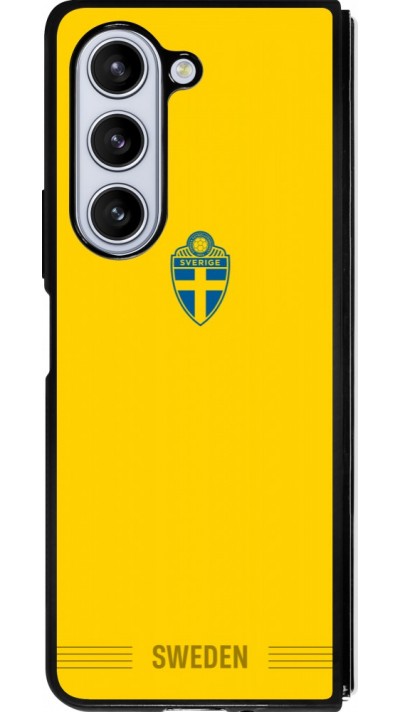 Coque Samsung Galaxy Z Fold5 - Silicone rigide noir Maillot de football Suède 2026 personnalisable