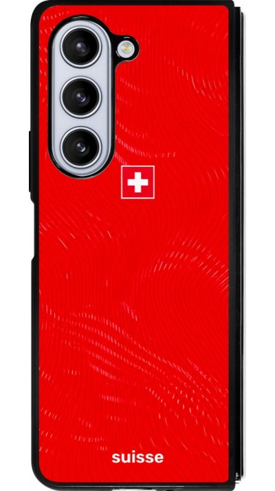 Coque Samsung Galaxy Z Fold5 - Silicone rigide noir Maillot de football Suisse 2026 personnalisable