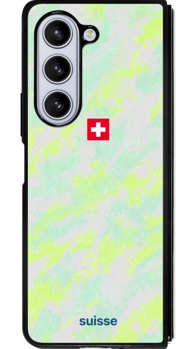 Coque Samsung Galaxy Z Fold5 - Silicone rigide noir Maillot de football Suisse Away 2026 personnalisable