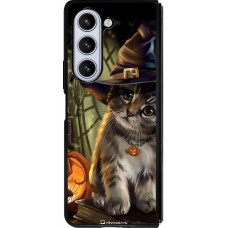 Coque Samsung Galaxy Z Fold5 - Silicone rigide noir Halloween 21 Witch cat
