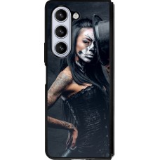 Coque Samsung Galaxy Z Fold5 - Silicone rigide noir Halloween 22 Tattooed Girl