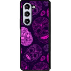 Samsung Galaxy Z Fold5 Case Hülle - Silikon schwarz Halloween 2023 pink skulls