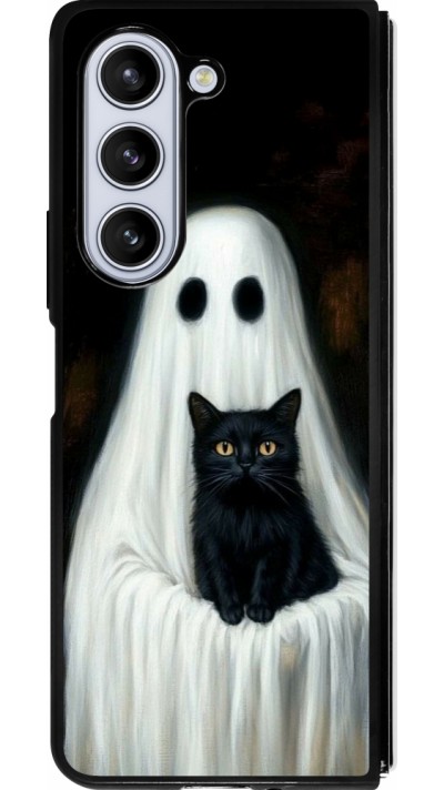 Samsung Galaxy Z Fold5 Case Hülle - Silikon schwarz Halloween 2025 Ghost with black cat