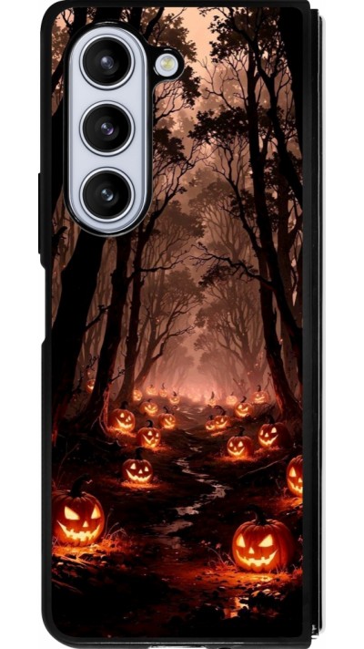 Samsung Galaxy Z Fold5 Case Hülle - Silikon schwarz Halloween 2025 Road of Terrifying Pumpkins