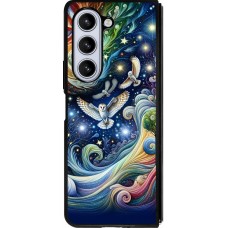 Samsung Galaxy Z Fold5 Case Hülle - Silikon schwarz Fliegender Blumen-Eule