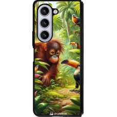 Coque Samsung Galaxy Z Fold5 - Silicone rigide noir Jungle Tropicale Tayrona