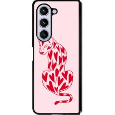 Samsung Galaxy Z Fold5 Case Hülle - Silikon schwarz Leopard with hearts 2026