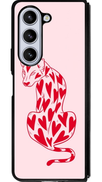 Samsung Galaxy Z Fold5 Case Hülle - Silikon schwarz Leopard with hearts 2026