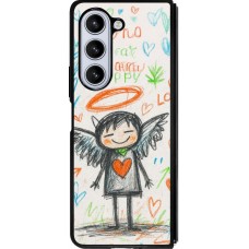 Coque Samsung Galaxy Z Fold5 - Silicone rigide noir Little Angel Sketch Love