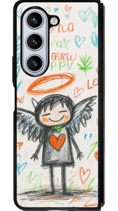 Samsung Galaxy Z Fold5 Case Hülle - Silikon schwarz Little Angel Sketch Love